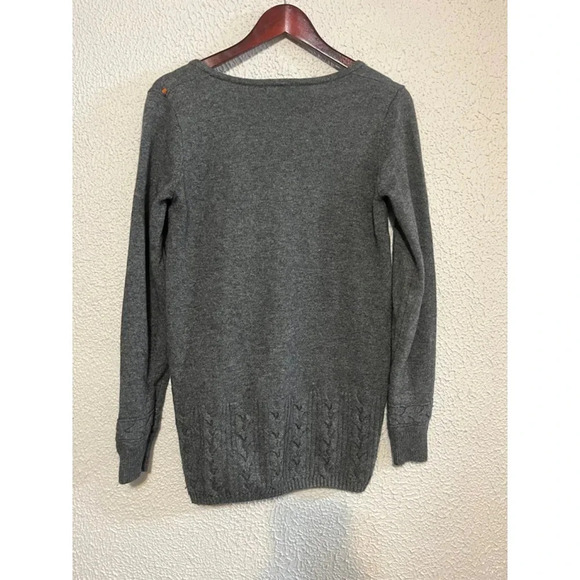 LACOSTE Womens V-Neck Jumper Sweater Gray Cableknit Wool Cashmere Sz 38 (Small) - Picture 5 of 7